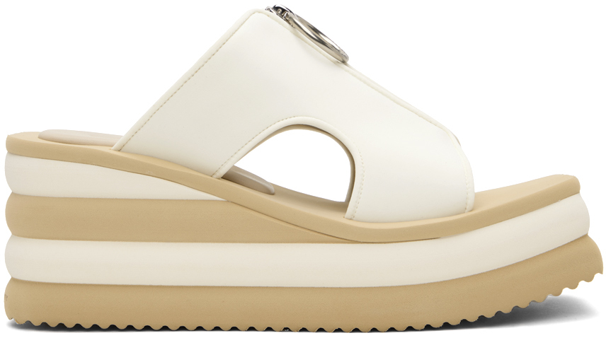 Stella McCartney: White & Beige Scuba Slides | SSENSE