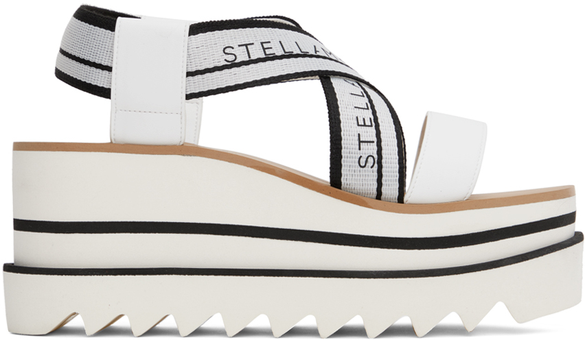 Shop Stella Mccartney White & Black Sneakelyse Platform Heeled Sandals In 9061 White/black