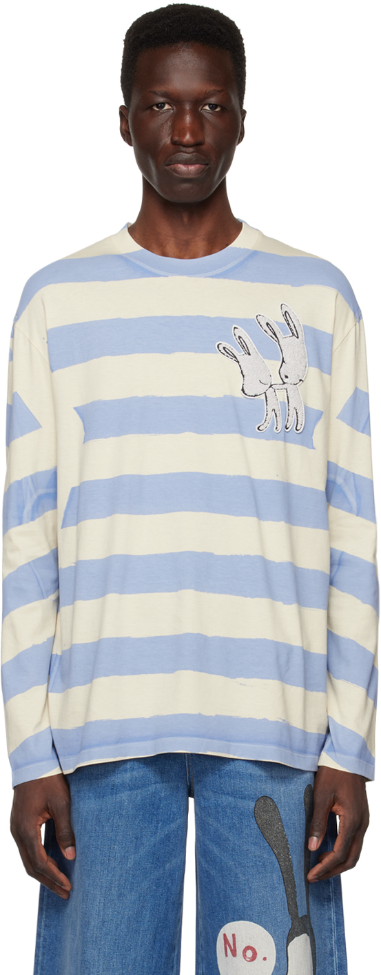 Stella McCartney: Blue & Beige Yoshitomo Nara Edition Bunnies Patch T ...