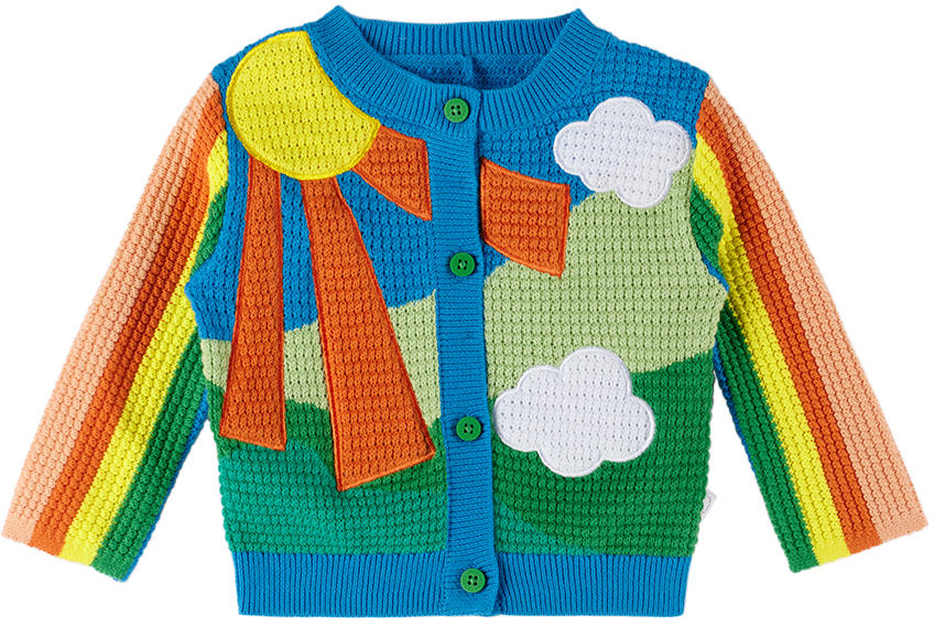 Stella Mccartney Intarsia Organic Cotton Knit Cardigan In Multicolor