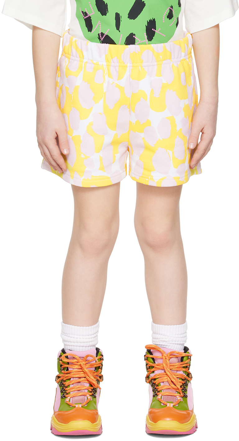 Stella Mccartney Kids Pink & Yellow Printed Shorts In 100mc Multi