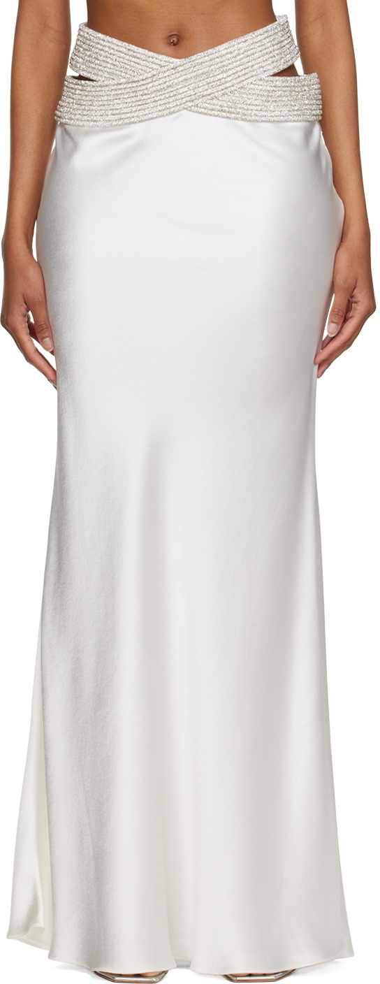 NUÉ: White Eternity Maxi Skirt | SSENSE