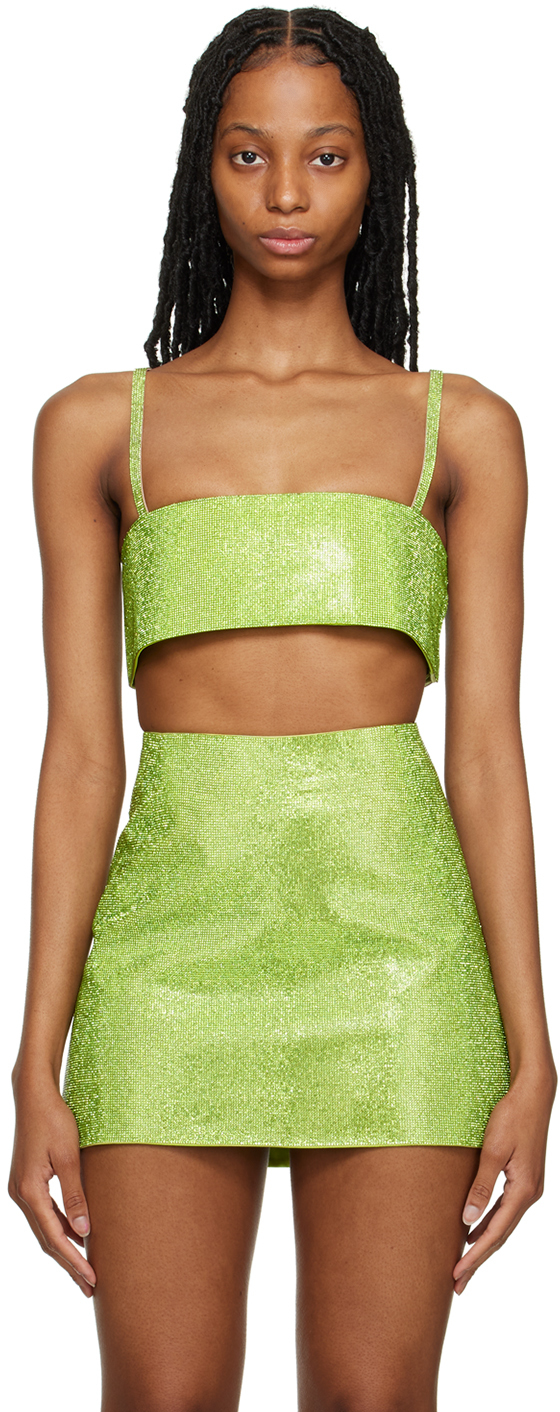 Shop Nué Green Crystal Camisole In Neon Green