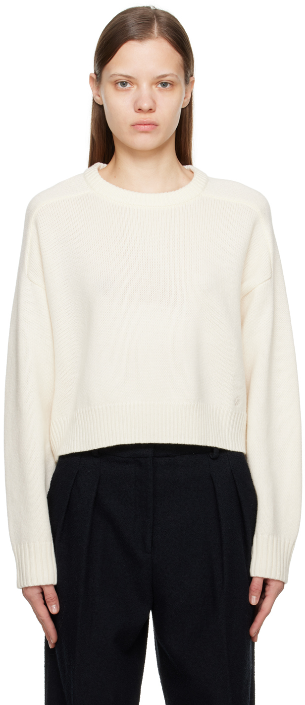 Loulou Studio Off-white Wool Oversized Bruzzi Sweater In Ivory | ModeSens