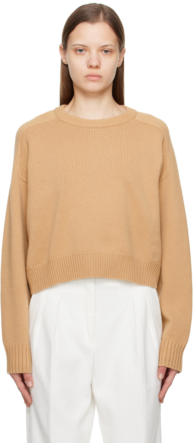Loulou Studio Bruzzi Oversized Cropped Wool And Cashmere-blend Sweater In Brown