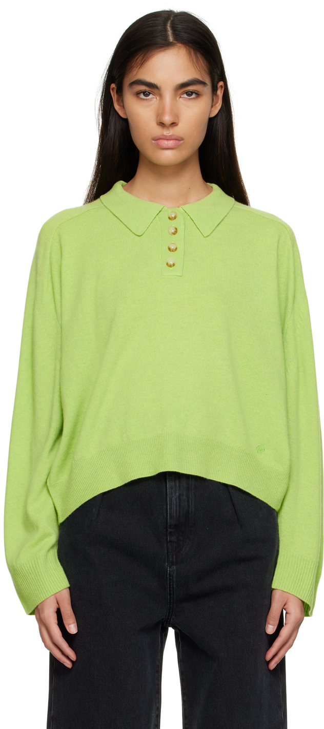 Loulou Studio Button-front Cashmere Jumper In Green