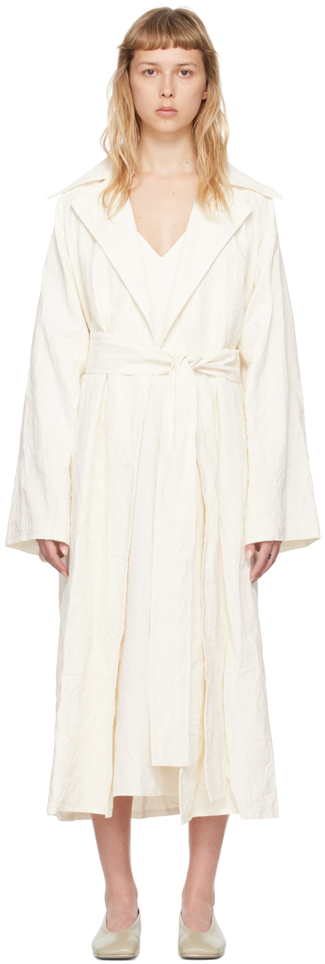 Shop Quira Ssense Exclusive Off-white Duster Coat In Off White