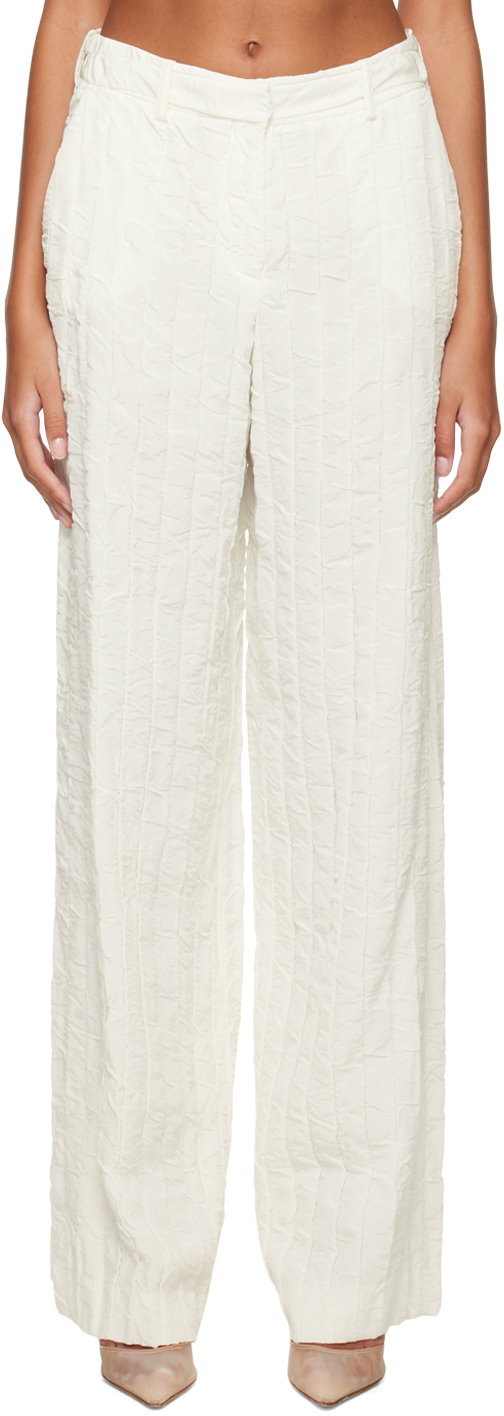 Shop Nina Ricci White Crinkled Trousers In U1000 White