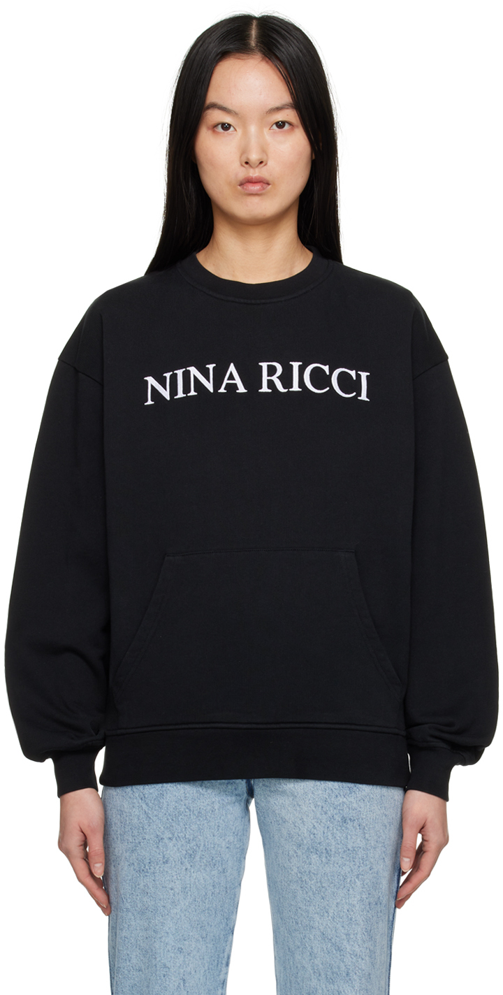 Shop Nina Ricci Black Embroidered Sweatshirt In U9000 Black