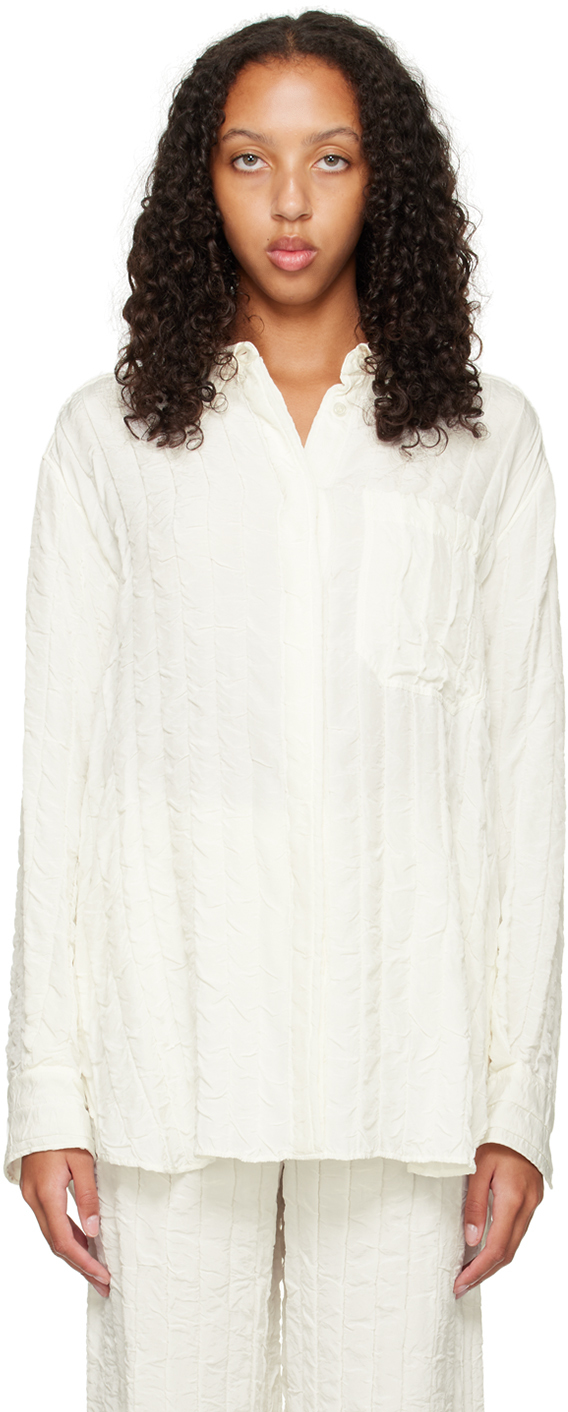 Nina Ricci White Crinkled Shirt In U1000 White