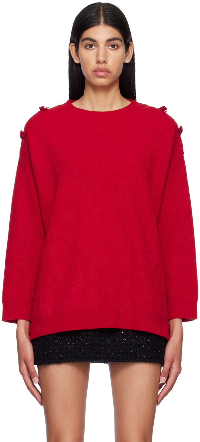 Valentino Red Bow Jumper In 157 Rosso