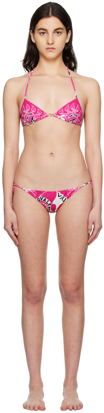 Shop Valentino Pink Self-tie Bikini In V5p Pink/pink Pp/avo