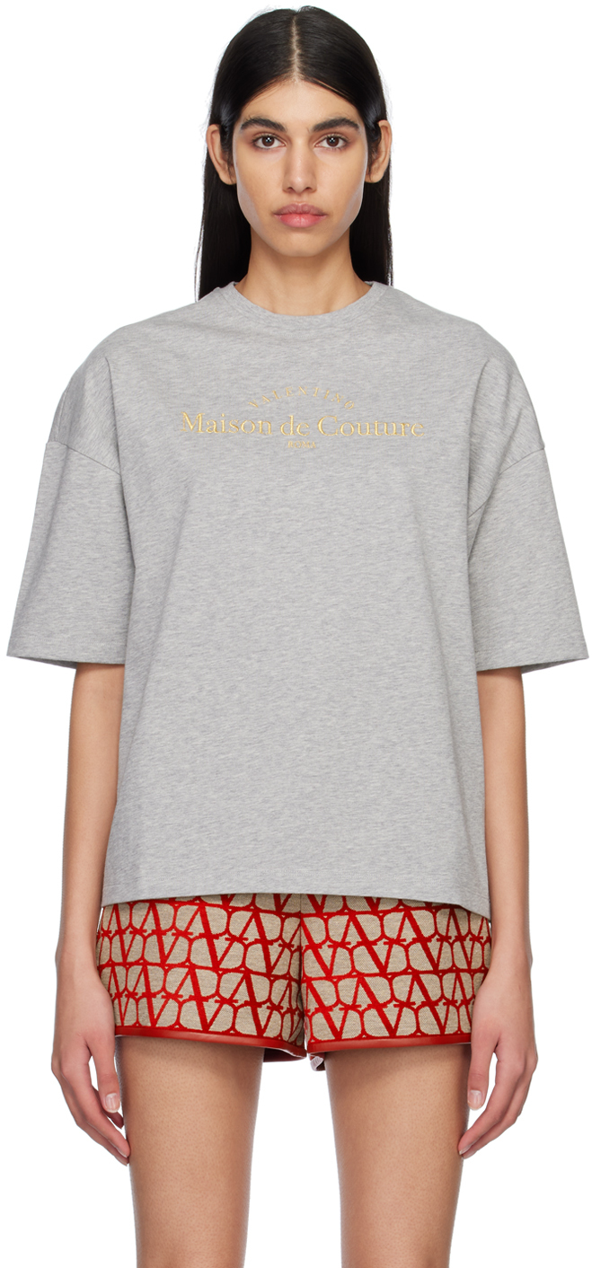 Valentino Gray Embroidered T-Shirt