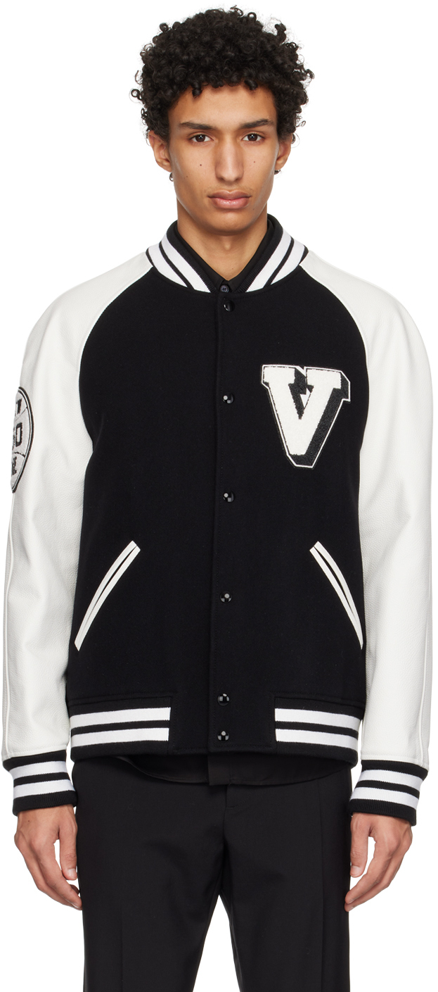 Valentino: Black Paneled Bomber Jacket | SSENSE