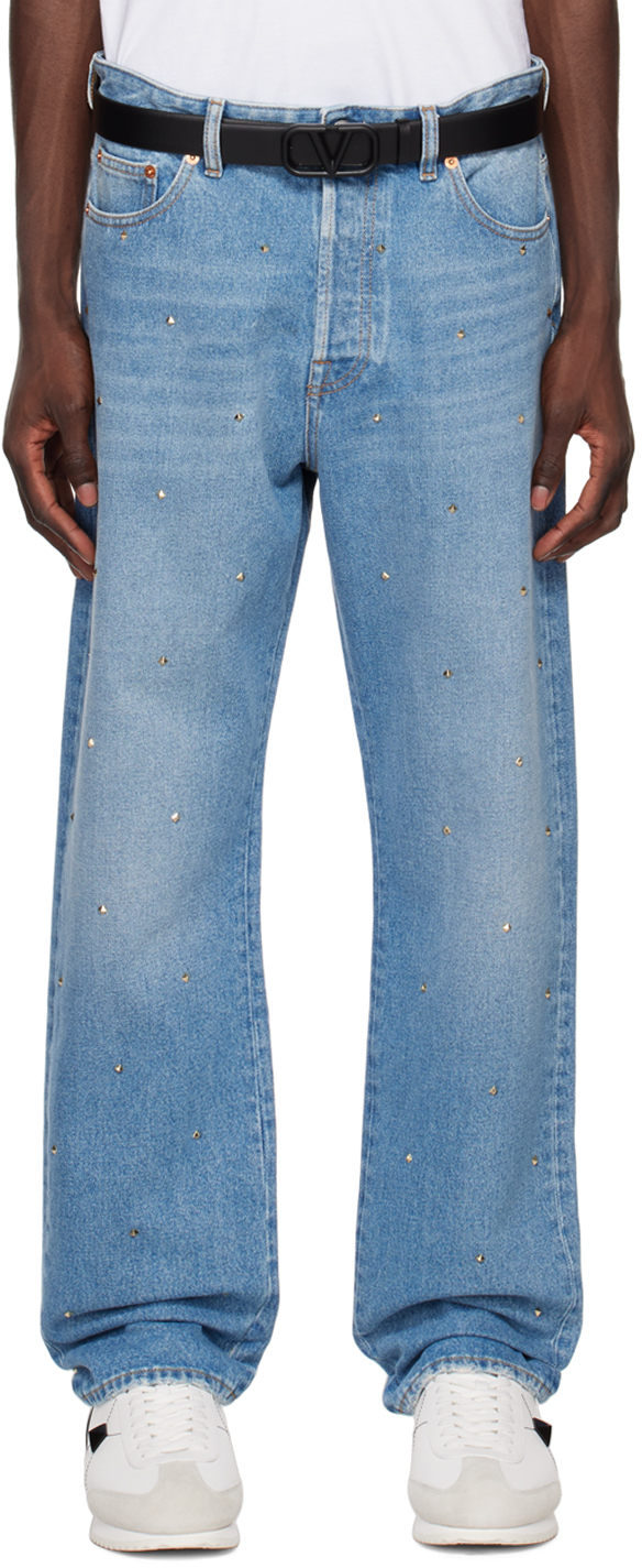 Valentino Men's Straight Jeans with Unstitched Hem