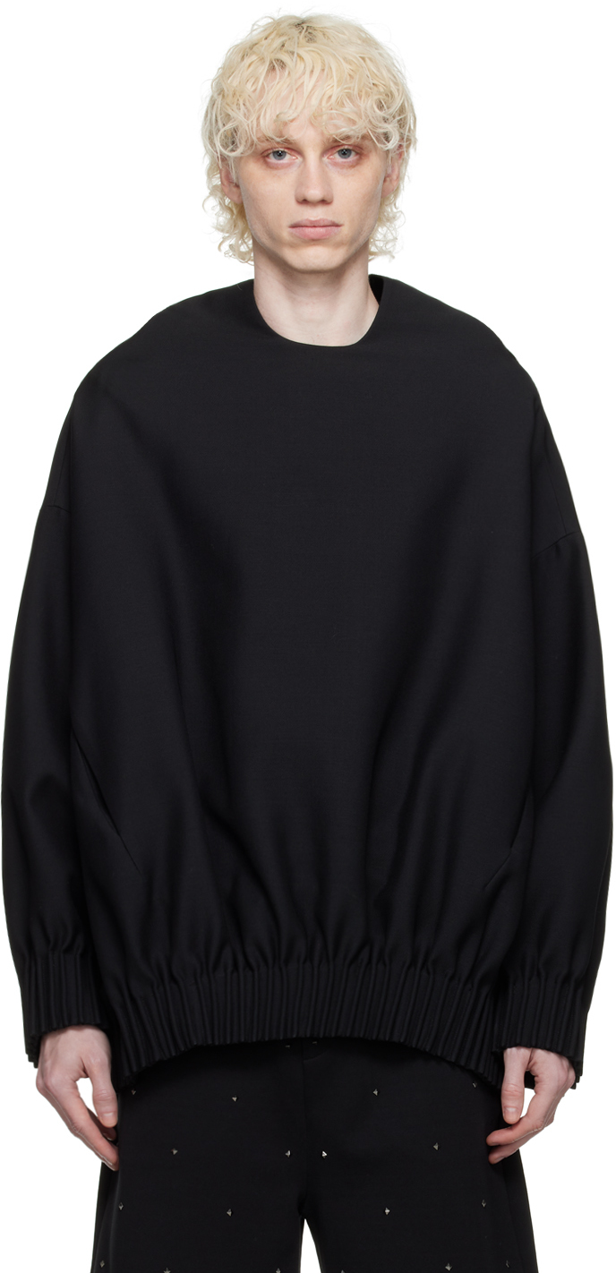 Valentino: Black Pinched Seam Sweatshirt | SSENSE UK