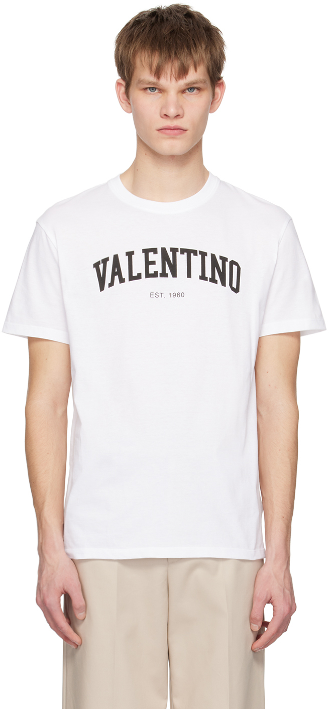 Valentino Logo Print Jersey T-shirt In White