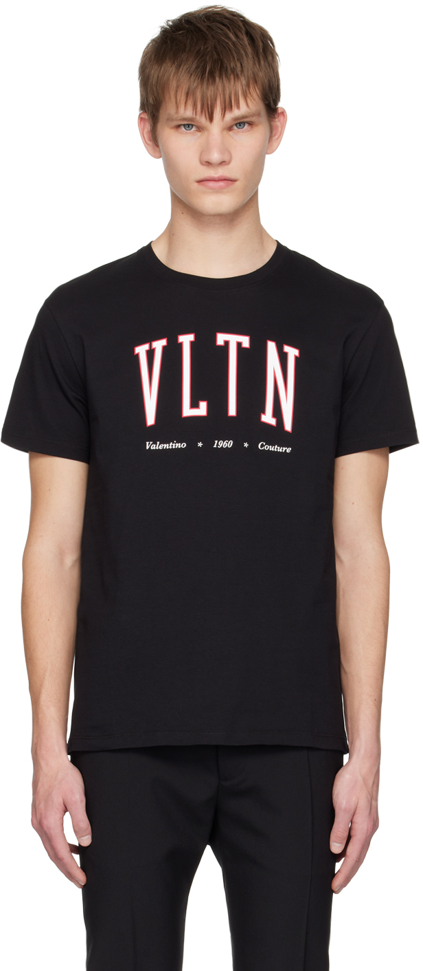 Valentino: Black Printed T-Shirt | SSENSE