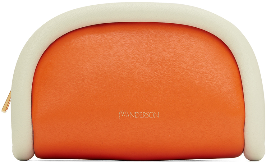 Jw Anderson Small Leather Bumper-pouch In Orange White