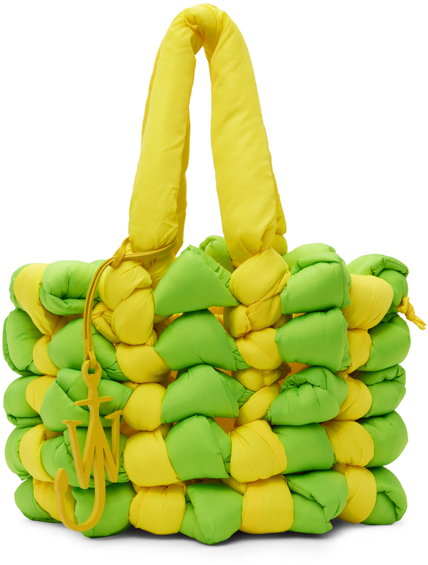 Jw Anderson Medium Knotted Bucket Tote Bag In Green