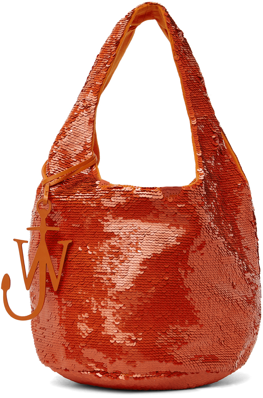 JW Anderson Orange Mini Sequin Shopper Tote