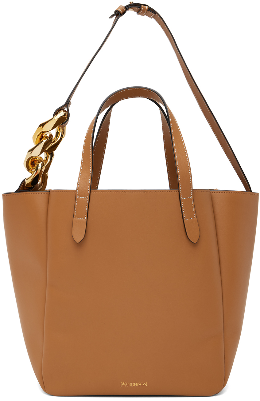 Jw Anderson Small Chain Leather Cabas Bag In Brown