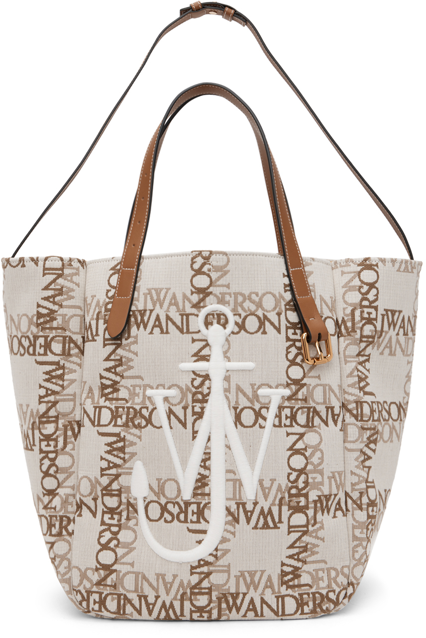 JW Anderson Belt logo-grid Tote Bag - White