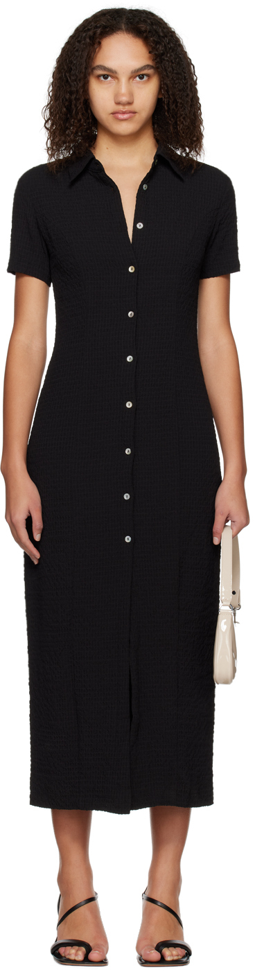 Black Button Midi Dress