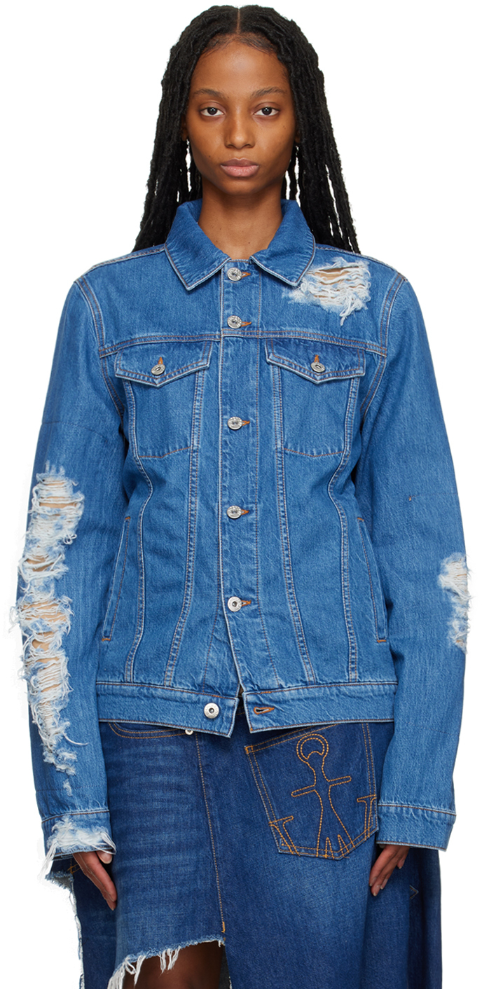 Blue Distressed Denim Jacket