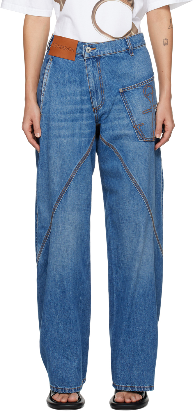 JW Anderson: Blue Twisted Workwear Jeans | SSENSE