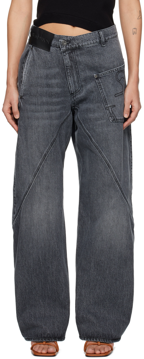 JW Anderson: Gray Twisted Workwear Jeans | SSENSE