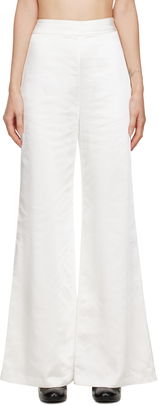 Third Form White Flare Trousers In Powder White