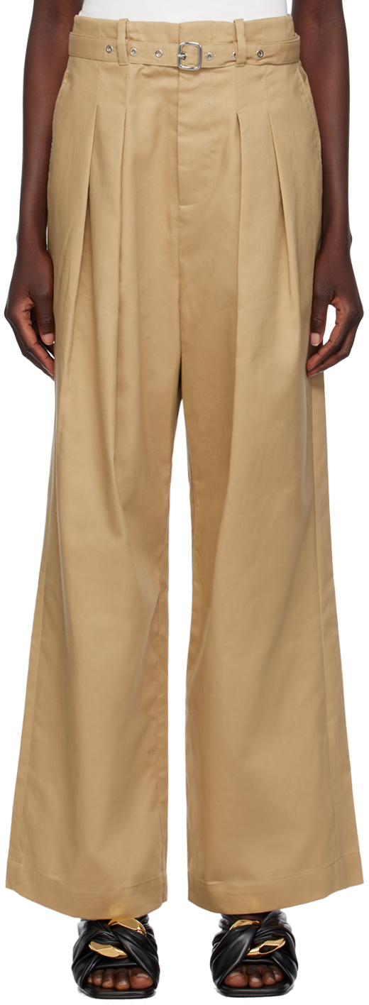 Beige Pleated Trousers