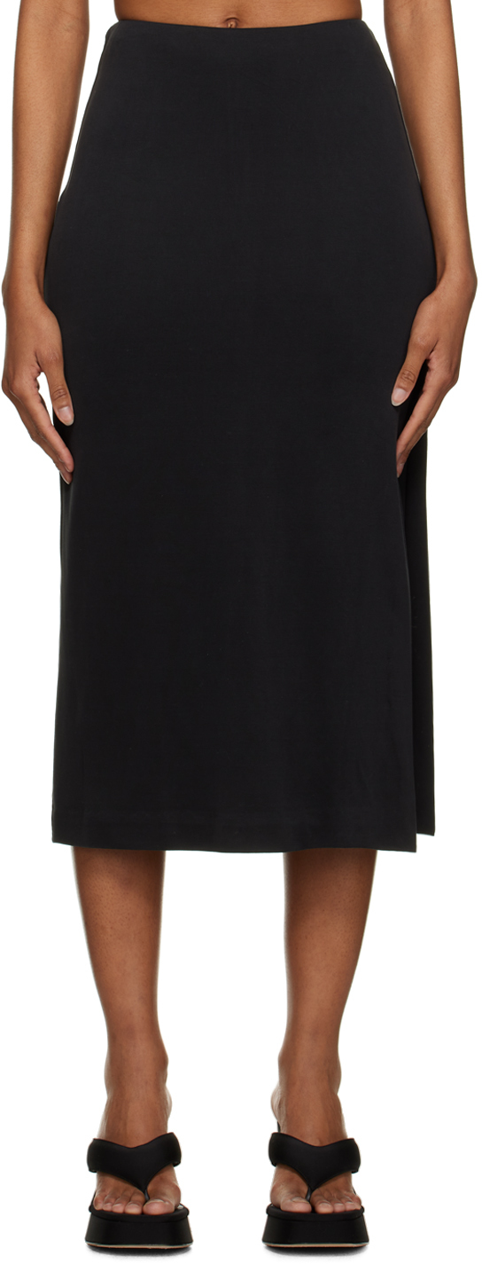 Third Form Black Mode Midi Skirt In Washed Black