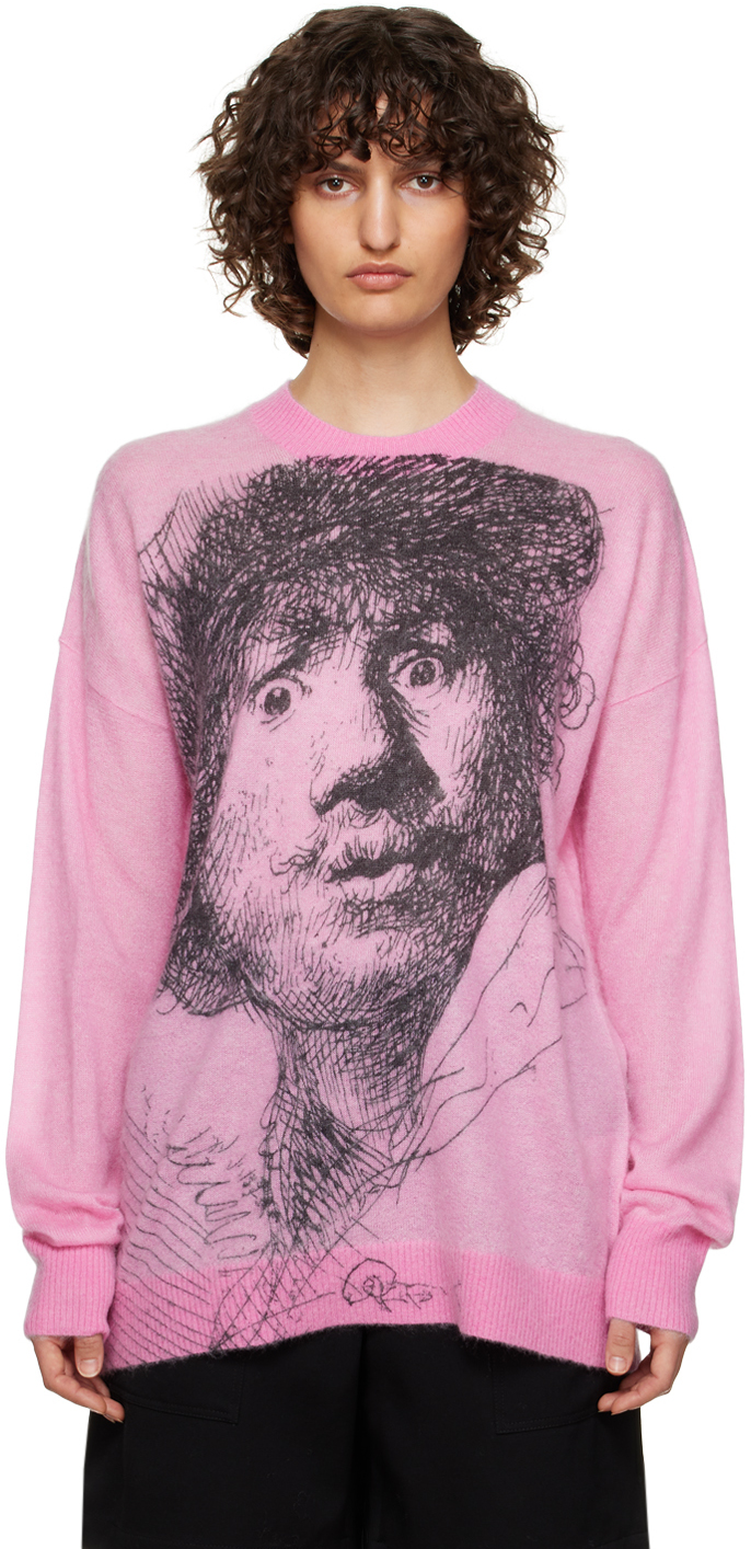 JW Anderson: Pink Crewneck Sweater | SSENSE