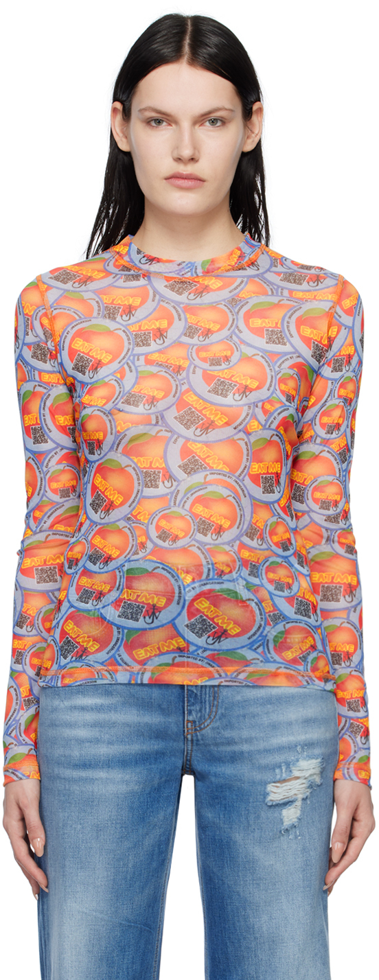 Jw Anderson All-over Apple-print Top In 899 Blue/multi