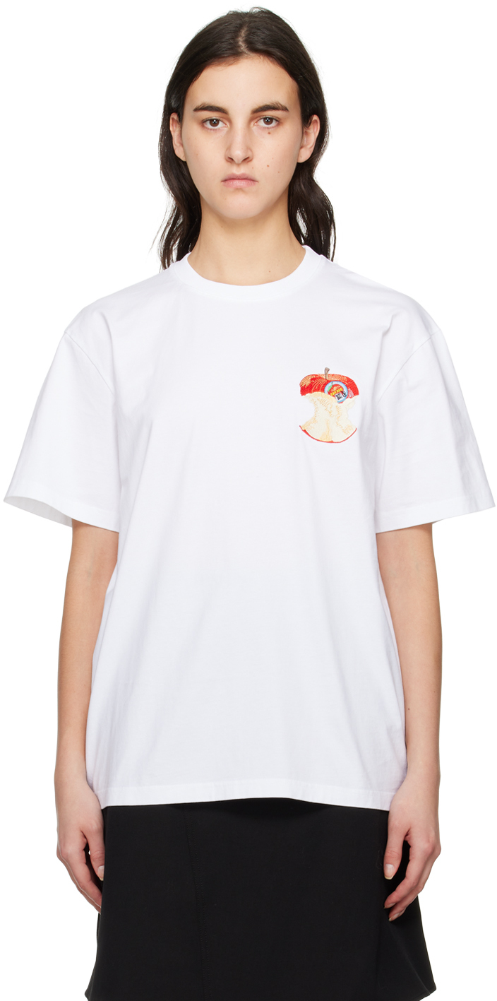 JW Anderson: White Apple Core T-Shirt | SSENSE