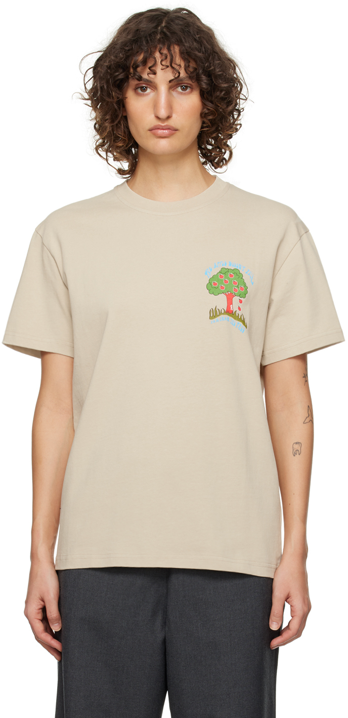 Shop Jw Anderson Beige Apple Tree T-shirt In 132 Beige