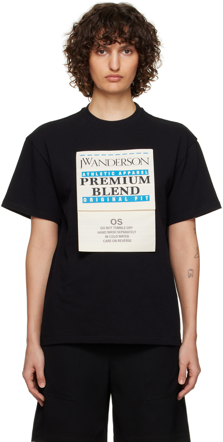 Jw Anderson Black Care Label T-shirt In 999 Black