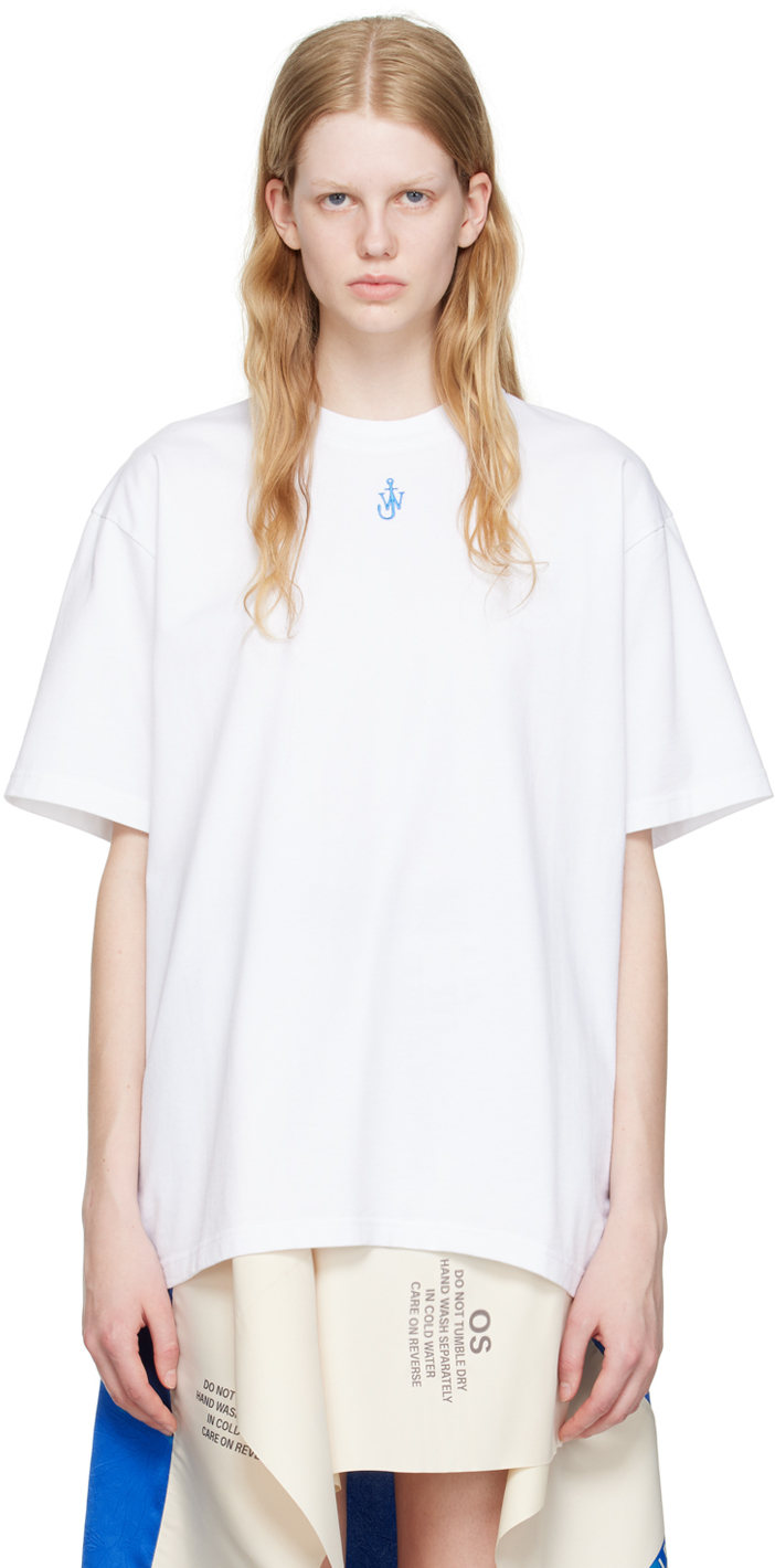Jw Anderson Fin Print Cotton Jersey T-shirt In White