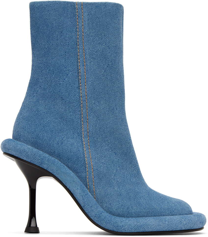 Jw Anderson Bumper-tube Denim Ankle Boots In Blue