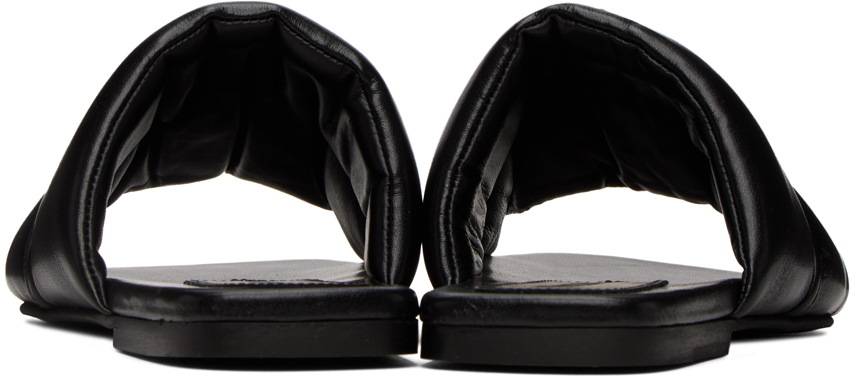 Jw Anderson J. W.anderson Solid Color Faux Leather Sandals With Golden Detail In 999 Black