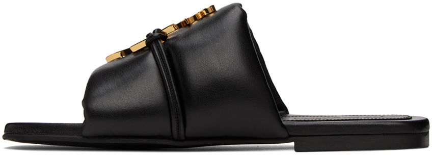 Jw Anderson J. W.anderson Solid Color Faux Leather Sandals With Golden Detail In 999 Black