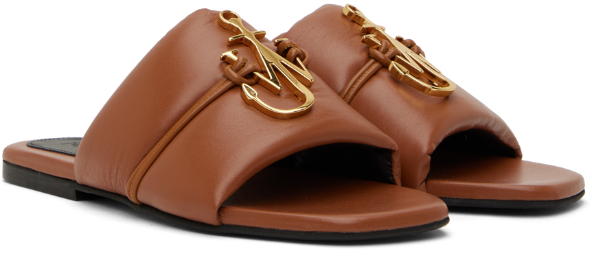 Jw Anderson Embellished Open Toe Flat Sole Mules In 509 Pecan
