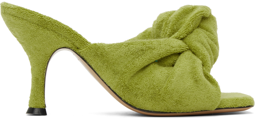 Jw Anderson Green Knot Mules In 17561-300-green