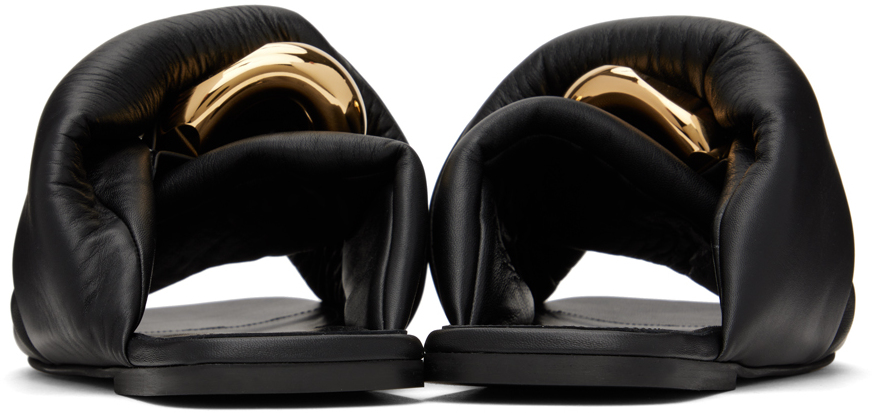 Jw Anderson Twist Chain Flat Slide Sandals In 999 Black