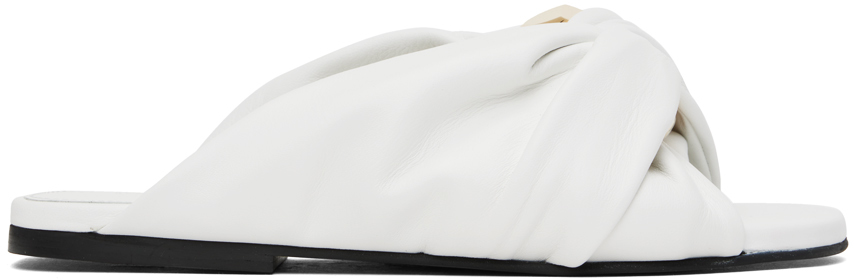 Shop Jw Anderson White Twist Chain Flat Sandals In 17365-100-white
