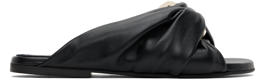 Shop Jw Anderson Black Chain Twist Flat Sandals In 17364-001-black