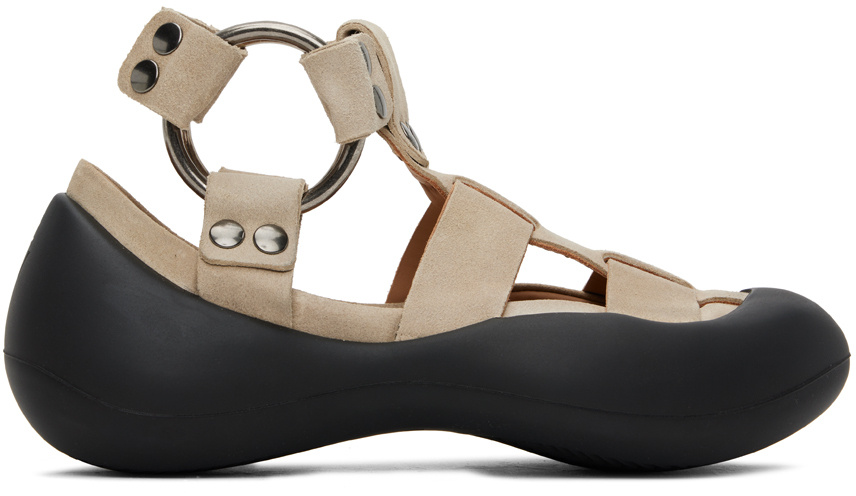 Jw Anderson Bubble Suede Flat Sandals In Neutrals