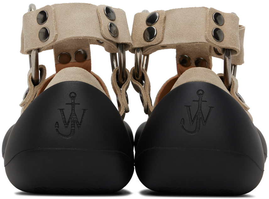 Jw Anderson Bubble Suede Flat Sandals In 17512-250-beige